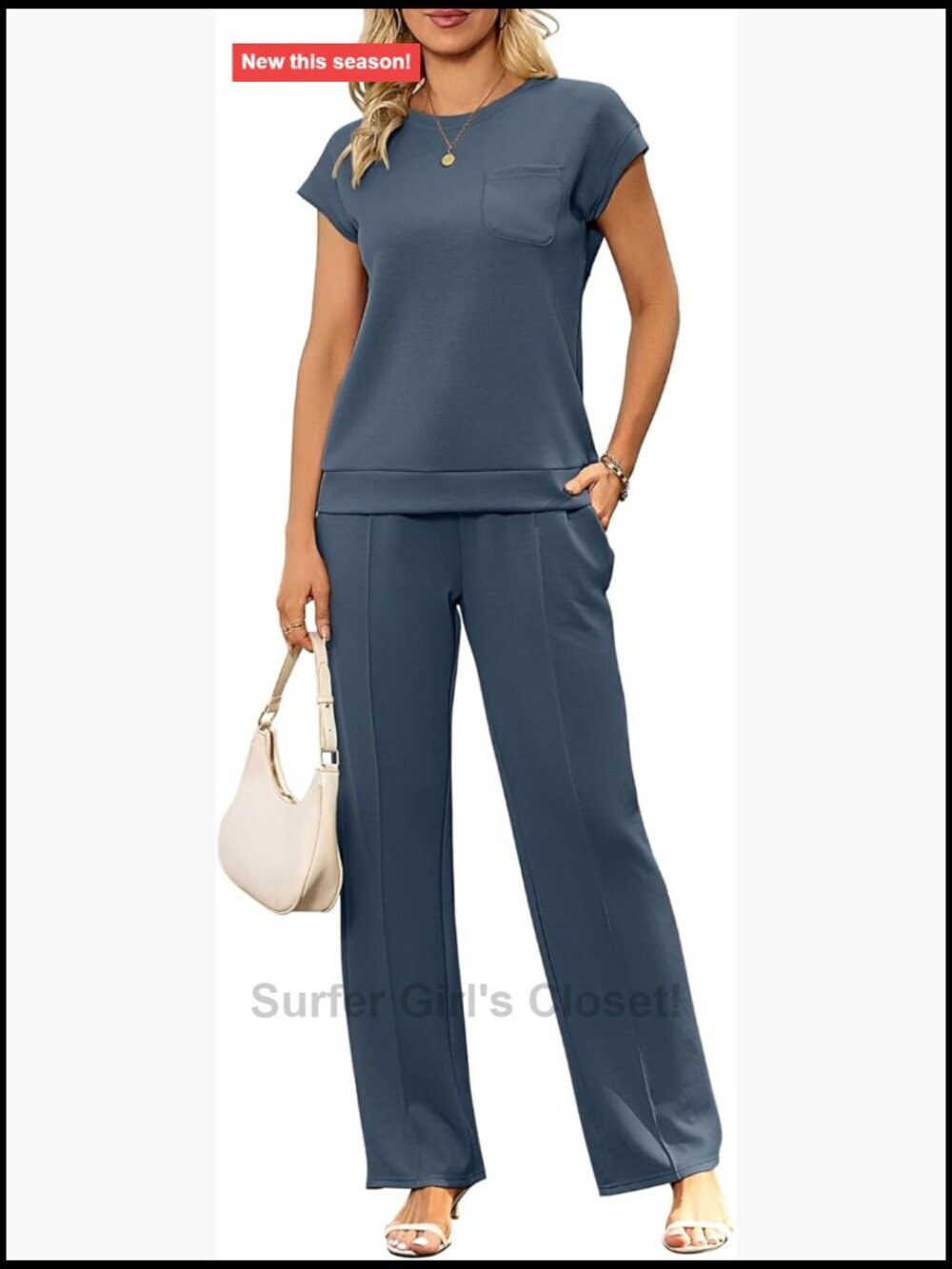 Women's 2 Piece Lounge Set - Casual Tracksuit with Wide Leg Pants